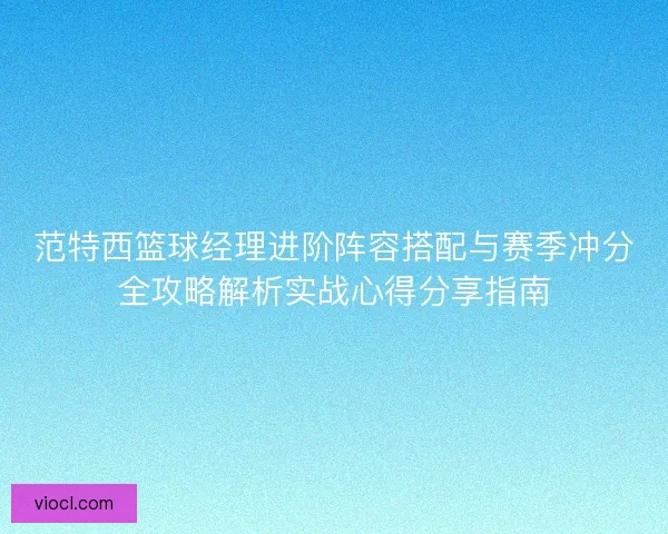 范特西篮球经理进阶阵容搭配与赛季冲分全攻略解析实战心得分享指南